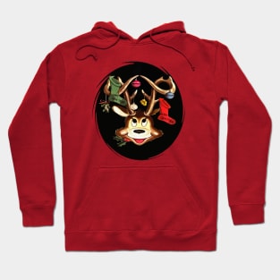 Smiling Reindeer Decorated With Christmas Stockings Hoodie